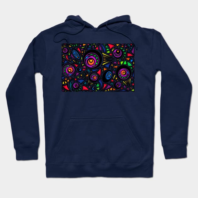 Colorful Neon Geometric Abstract with Black Lines - Horizontal Hoodie by Amanda Lucas